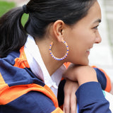 Game Day Hoop Earrings | Orange, Blue and White