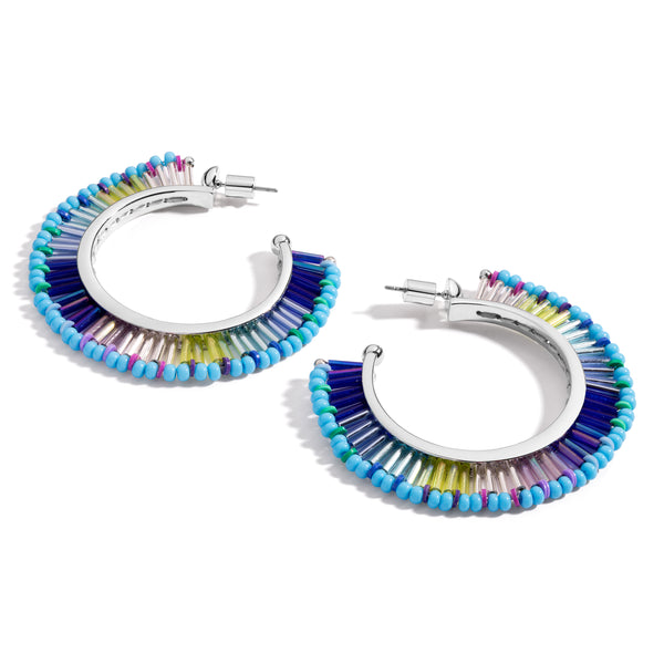 Fringe Hoop Earrings | Blue