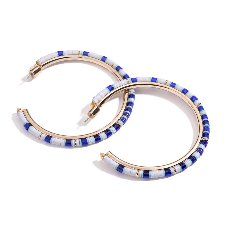 St Bridget School |Game Day Hoop Earrings | Blue and White