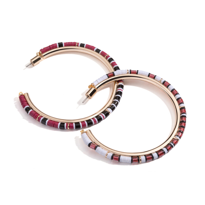 Game Day Hoop Earrings | Maroon, Black, and White