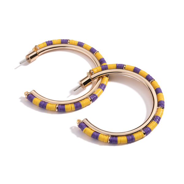 Mini Game Day Hoop Earrings | Gold/Yellow and Purple