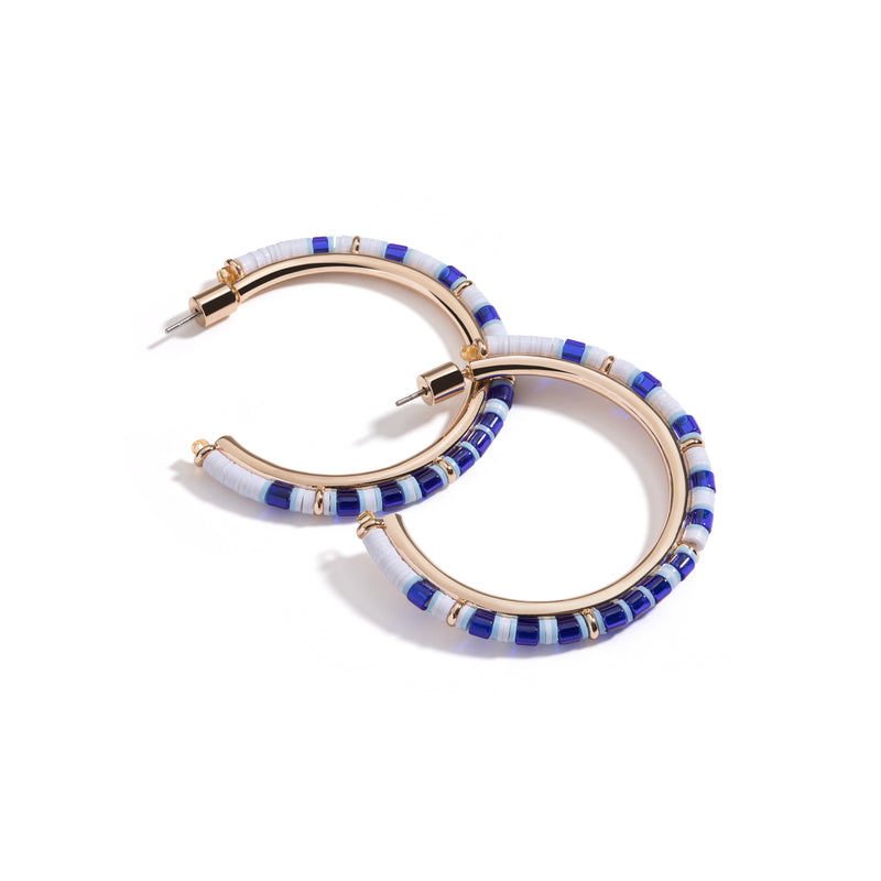 St.Bridget School | Mini Game Day Hoop Earrings | Blue and White