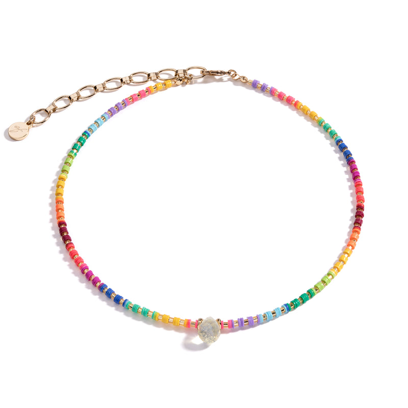 Heishi & Crystal Drop Necklace Be Happy | Brightside