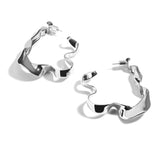 Ribbon Hoop Earrings | Silver