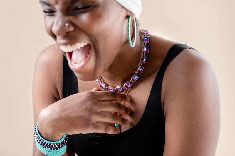 Heishi Bead Bracelet Stack | Blue Lagoon